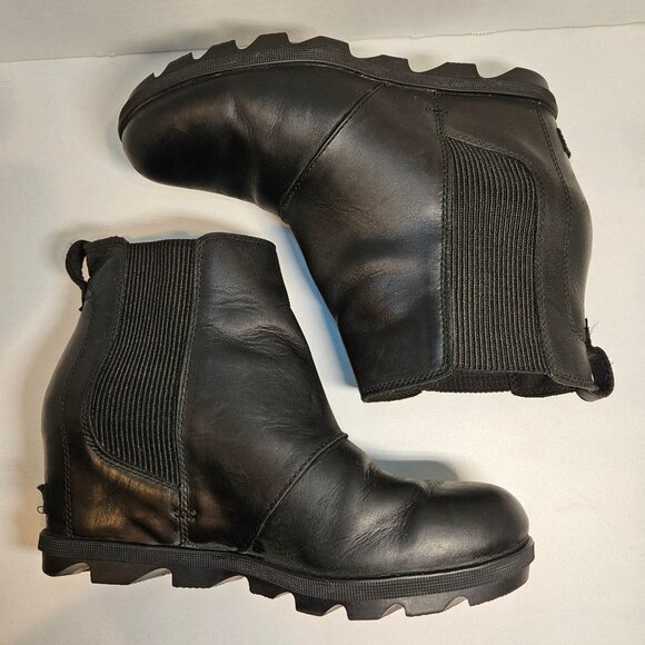 Sorel Harlow Chelsea Boots Womens 11 Black Leather Slip On Elastic side inserts - Picture 5 of 15